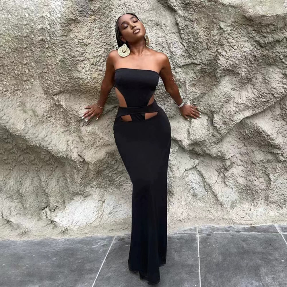 Zara Strapless Cutout High Slit Dress